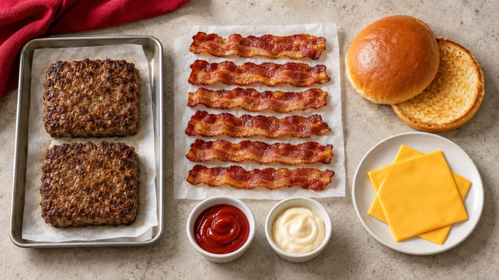 Baconator Ingredients, Neatly Arranged
